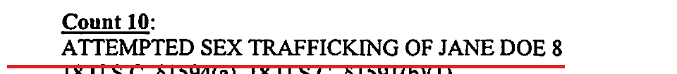 Judgment — Count 10 labeled 'Attempted Sex Trafficking'