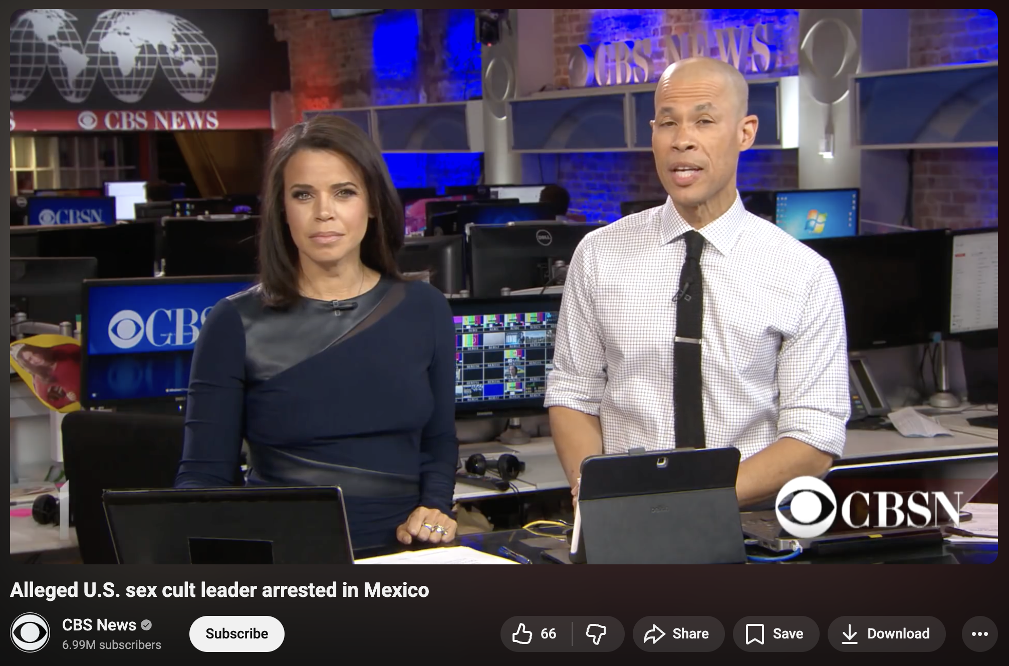 CBS News headline — Alleged U.S. sex cult leader arrested in Mexico