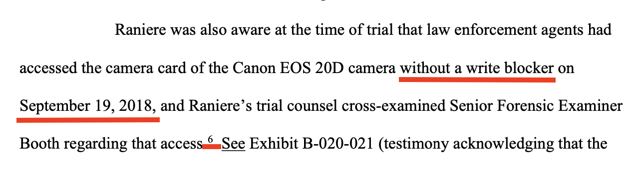 Doc. 1213 — government acknowledges access without write blocker on September 19, 2018