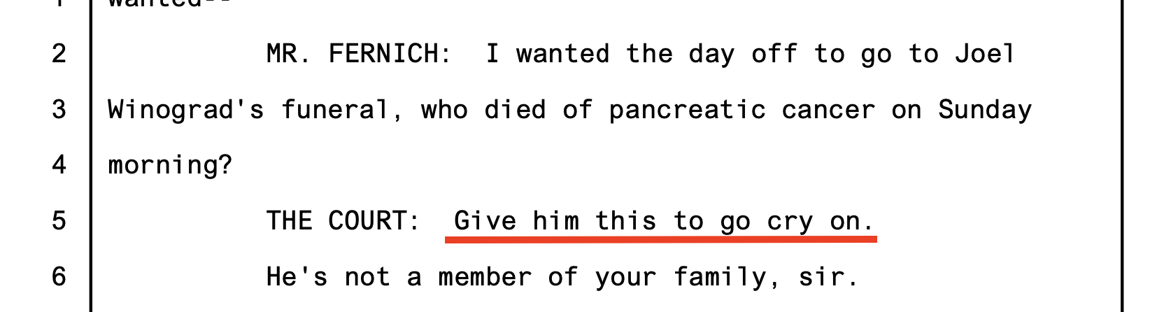 Restitution hearing transcript — Garaufis tells the clerk 'give him this to go cry on'