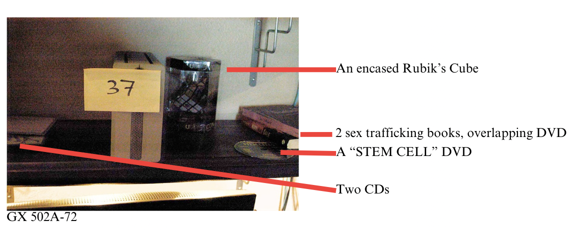 Item 37 (photo 72) annotated — arrows mark each item that appears in scene B but was not in scene A