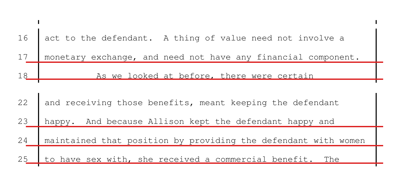 Government closing Tr. 5414 — commercial benefit = keeping Raniere happy